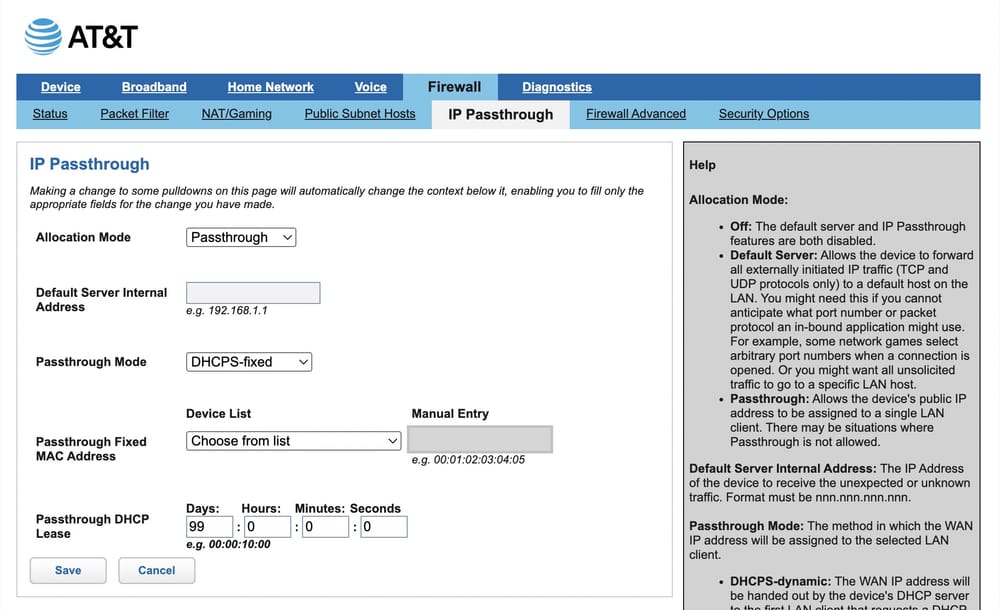 How To Enable IP Passthrough Mode on an AT&T Fiber Gateway | Colin Lord.com